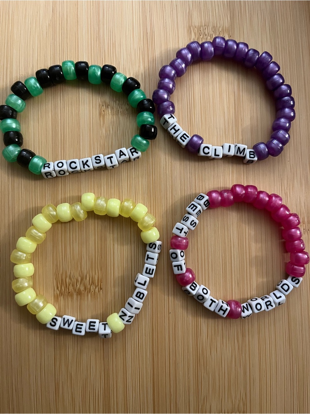 Hannah Montana Inspired Beaded Pony Bracelets - Set of 4